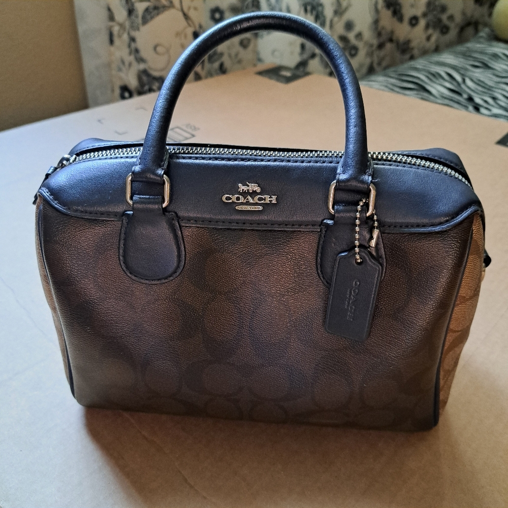 Coach Bennett Satchel In Color Block Brown Black